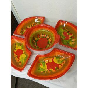 Vintage California Pottery USA Bowl & Serving Trays 5 Piece Set